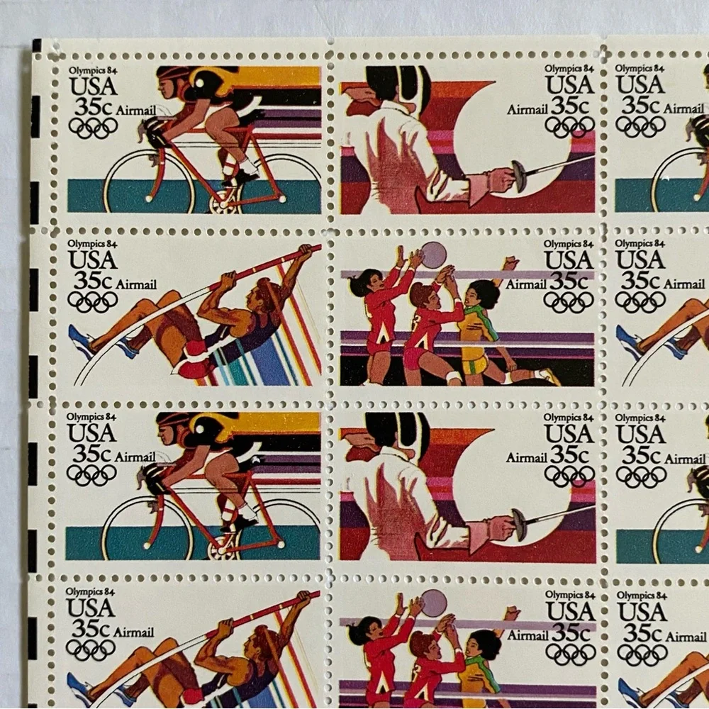 Olympic Stamps Scott C109-112 1984 SUMMER Full Sheet US 35¢ Airmail Stamps MNH